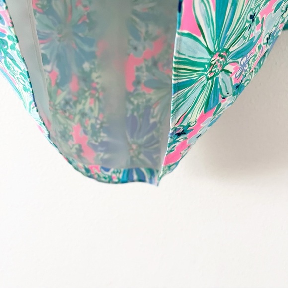 Lilly Pulitzer Darlah Lileeze Soleil Pink Good Hare Day Floral Blouse - Picture 5 of 8